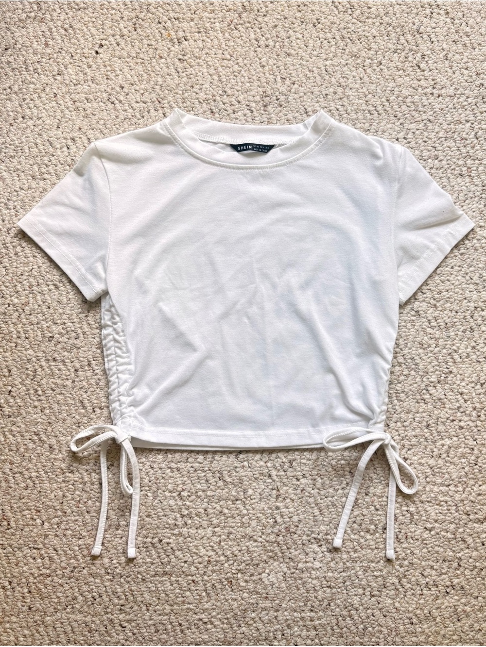 White Cropped Side-Tie Tee Top